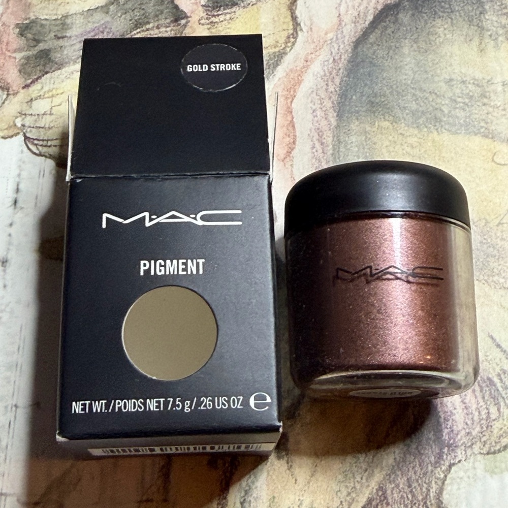 MAC COSMETICS BNIB GOLD STROKE PIGMENT EYES NEW VERY RARE IN BOX 7.5g Old Style